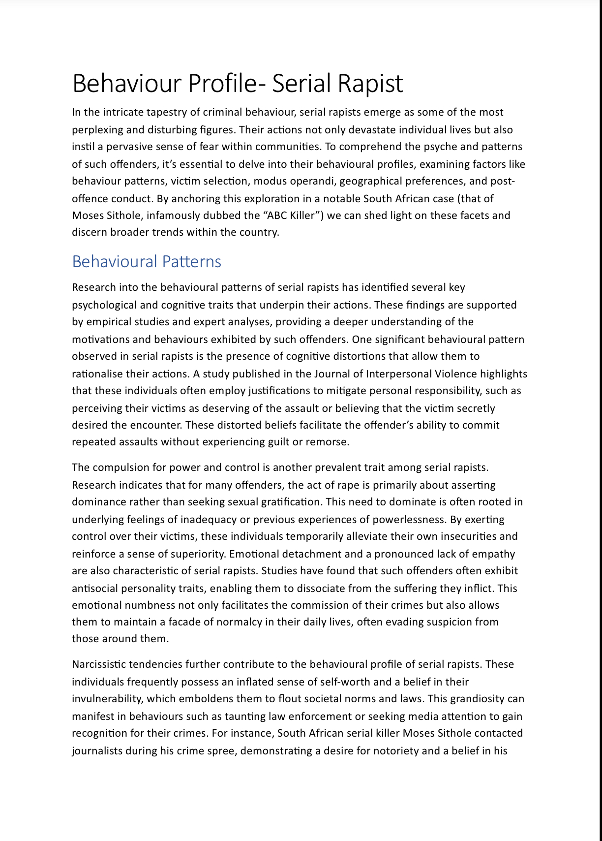 Behaviour Profile Series: Serial Rapist - Image 3